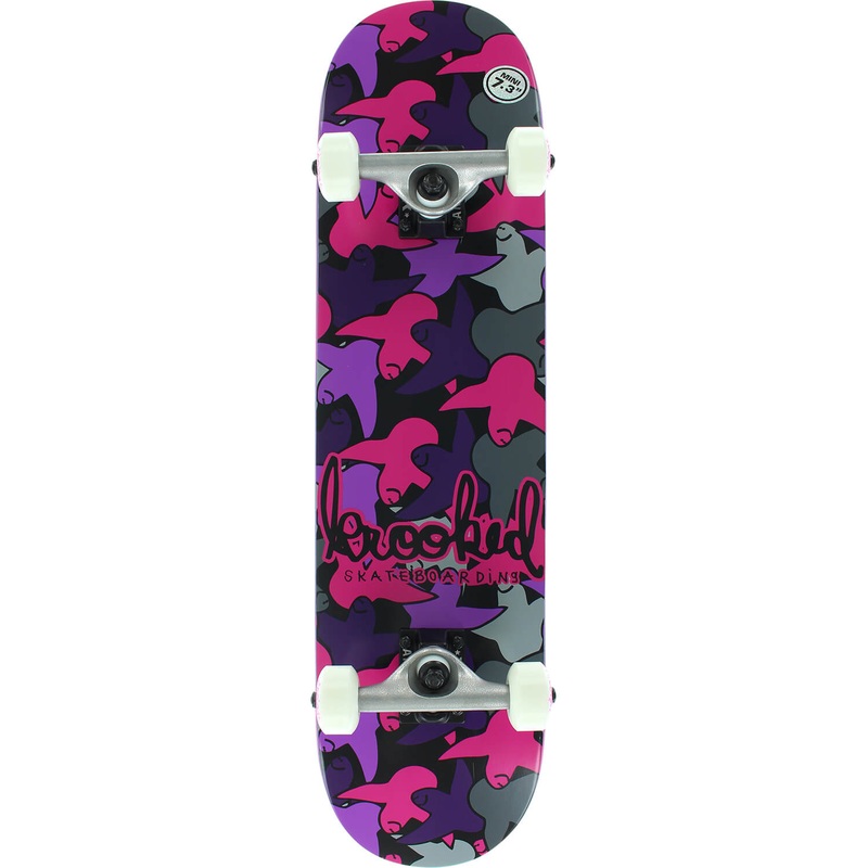 Krooked Complete Skateboard Bird Camo Mini 7.38″ – Pink