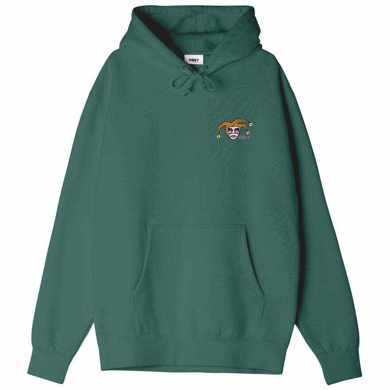 OBEY THE JOKE IS ON YOU HOODED FLEECE DARK CEDAR MEDIUM