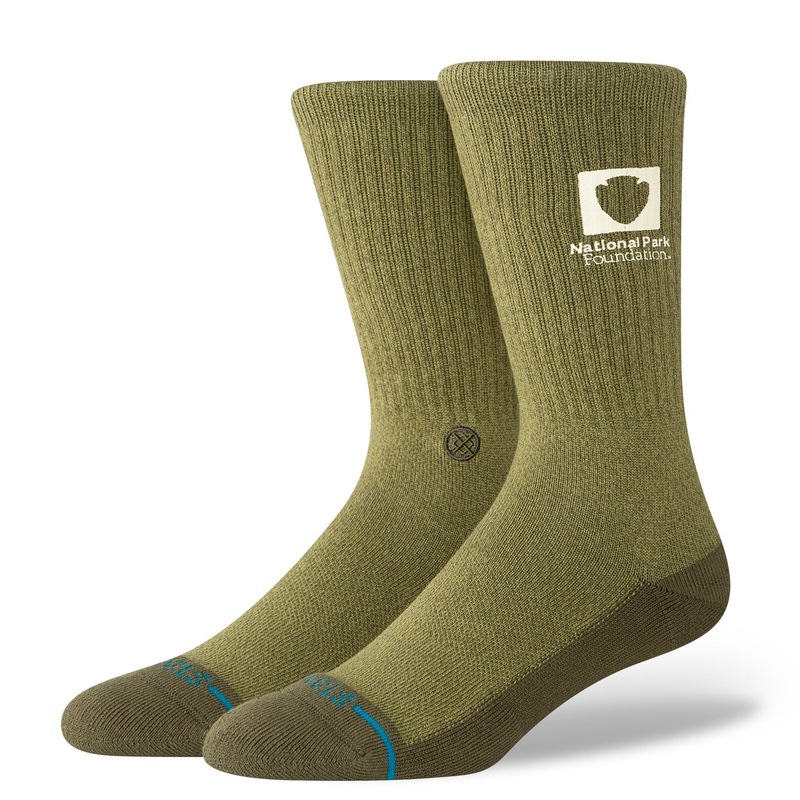 STANCE SOCKS NATIONAL PARK CREW MILITARY GREEN MEDIUM