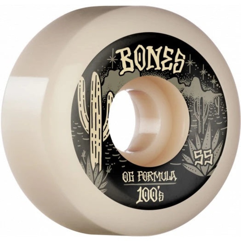 Bones OG 100’s V5 Sidecut Desert West 55mm 100a Wheels – White (Set of 4)