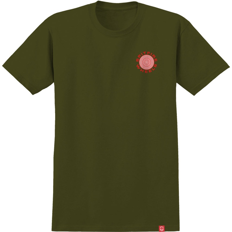 SPITFIRE CLASSIC 87 SWIRL T-SHIRT MILITARY GREEN/RED SMALL