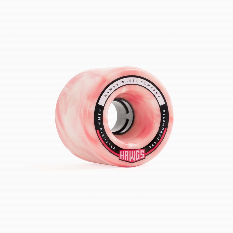Hawgs Fatty Wheels 63mm 78a – Pink/White Swirl (Set of 4)