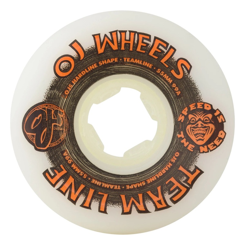 OJ Wheels Team Line Original Hardline 55mm 99a – White/Black/Orange (Set of 4)