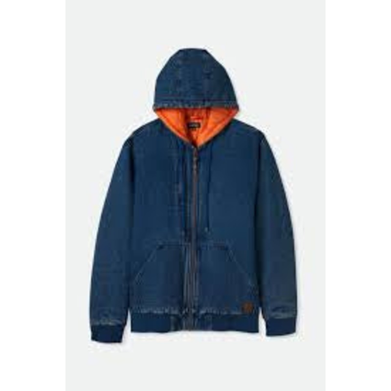 Brixton Builders Zip Hood Jacket – Medium Wash Indigo Small