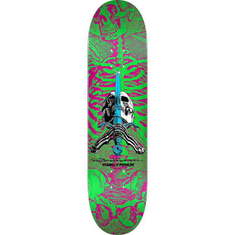 POWELL-PERALTA DECK – SKULL AND SWORD PINK GREEN (8″) 8″