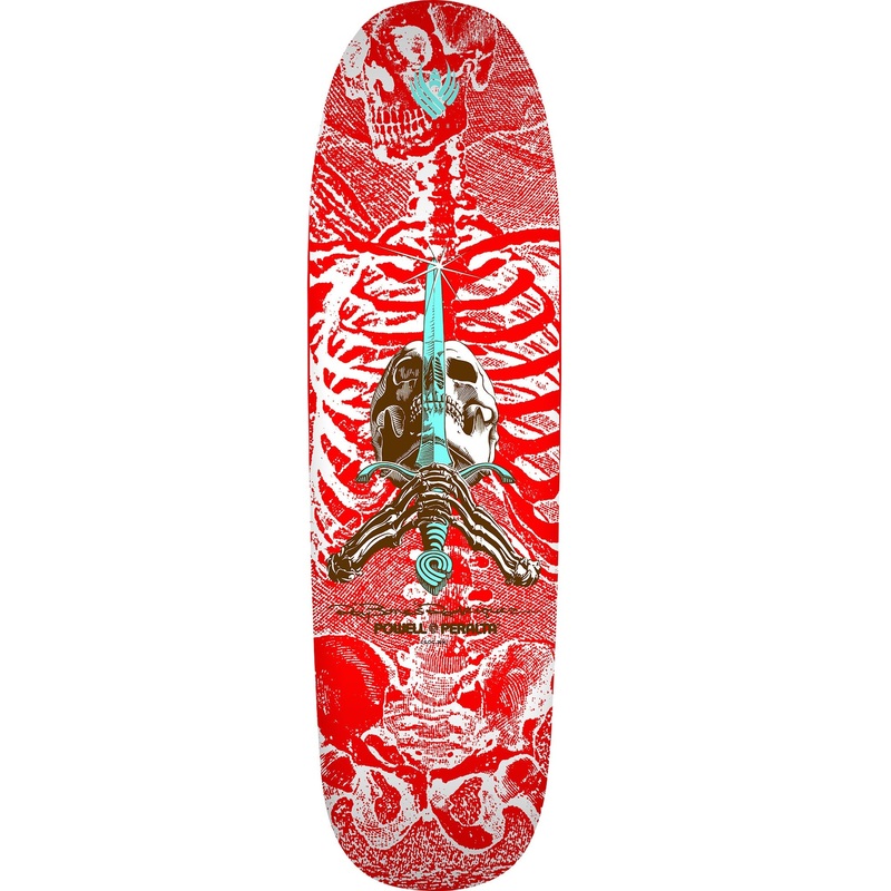 Powell Peralta Rodriguez Skull and Sword 5 Flight Skateboard Deck – 9.265 Red/White