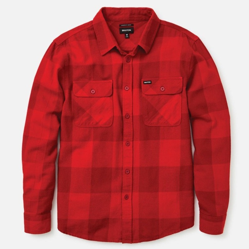 BRIXTON BOWERY LIGHTWEIGHT L/S FLANNEL AURORA RED SMALL