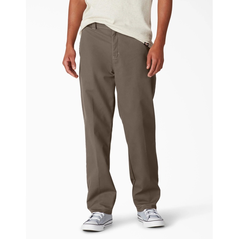 Dickies Skateboarding Slim Straight Pants – Mushroom Contrast Topstitch (TSM) 26 30 Brown