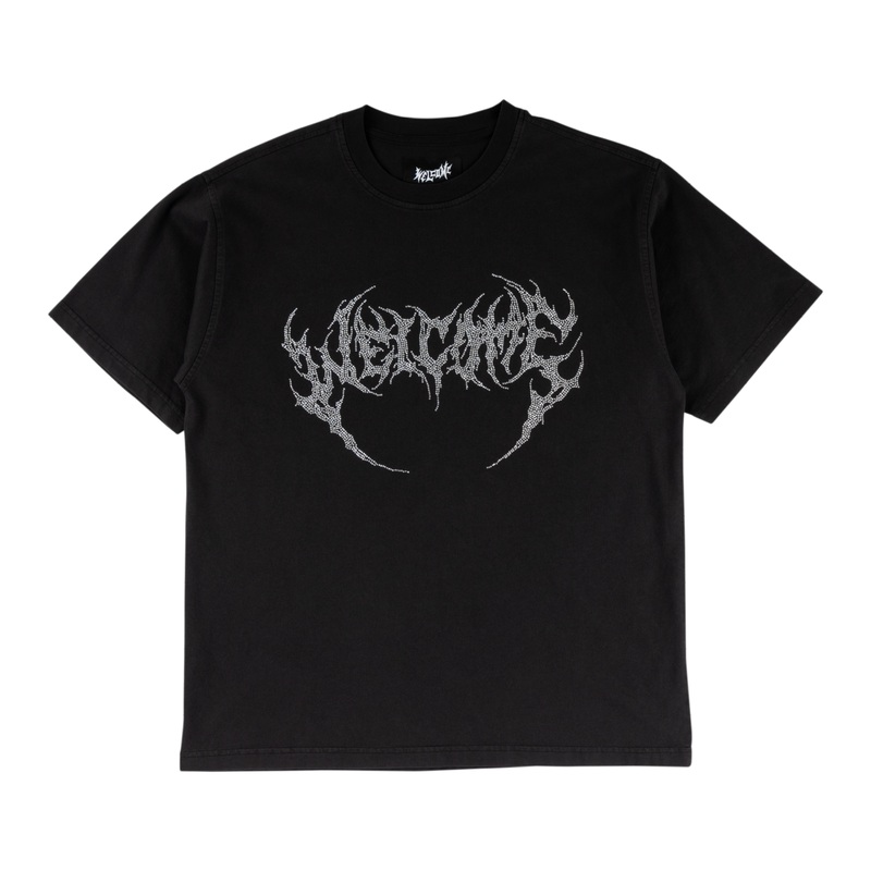 Glam Fang Rhinestone Logo Knit Tee Small
