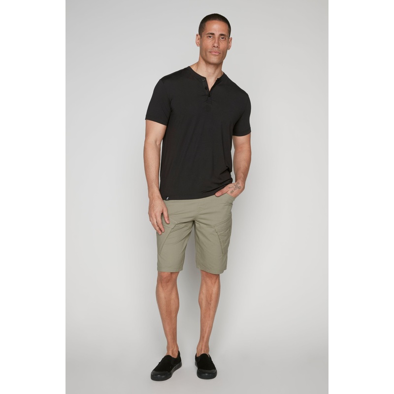KRAVITZ – Mens 5-Pockets Pull-On Cargo Poplin Shorts – Light Olive 28(XS)