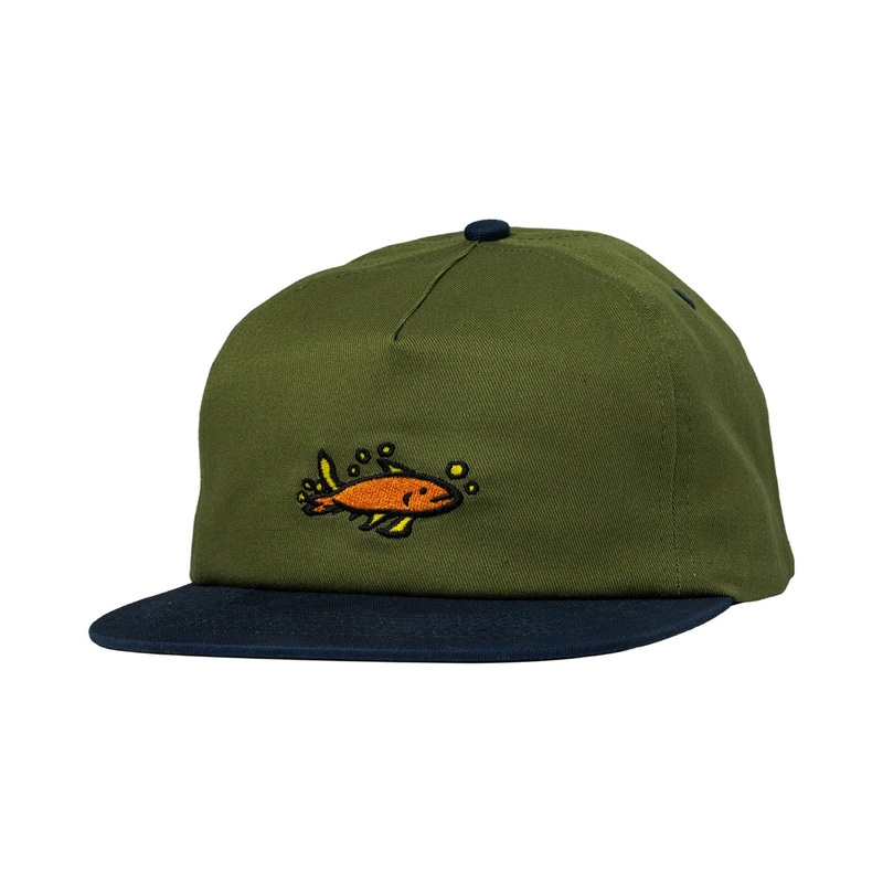 Krooked Mermaid Fish Snapback Hat O/S Olive
