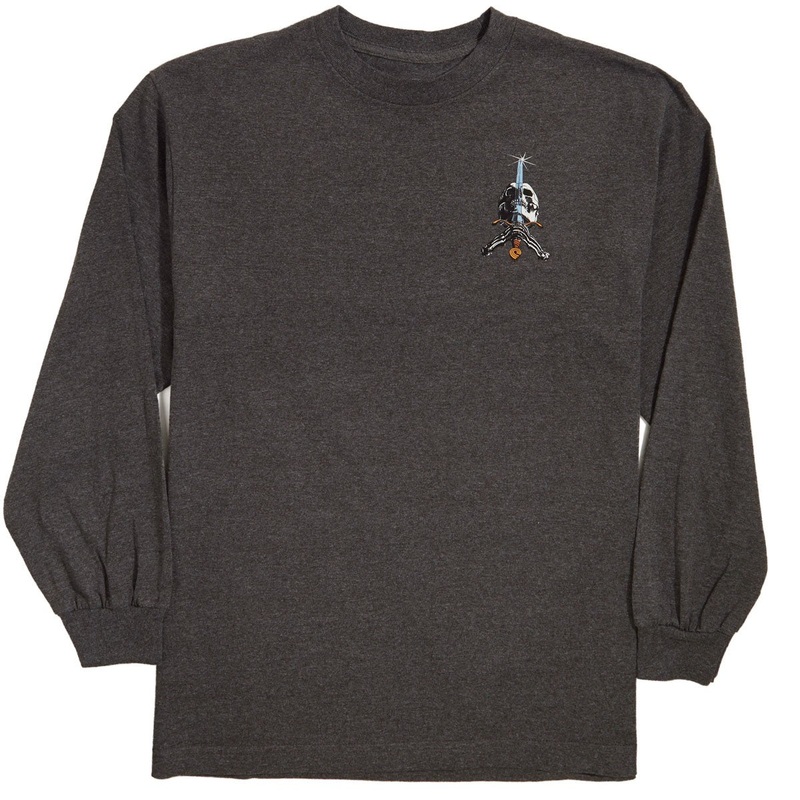 POWELL-PERALTA LONGSLEEVE T-SHIRT SKULL & SWORD CHARCOAL SMALL