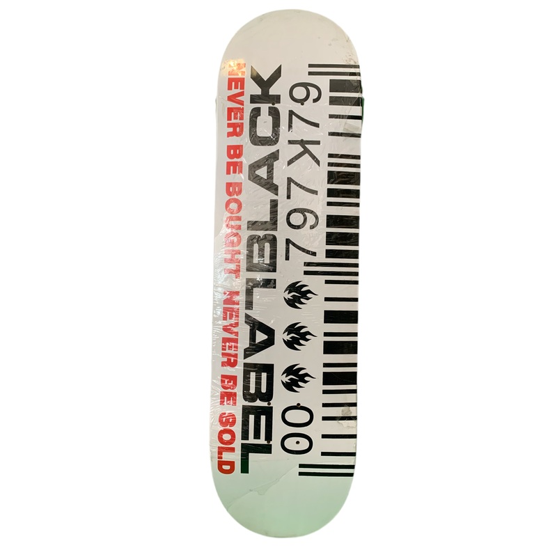 Black Label Never Be Sold Barcode White/Black 8.25″ Classic Skateboard Deck