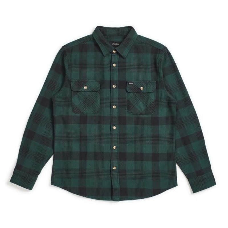 BRIXTON BOWERY L/S FLANNEL – BLACK/GREEN SMALL