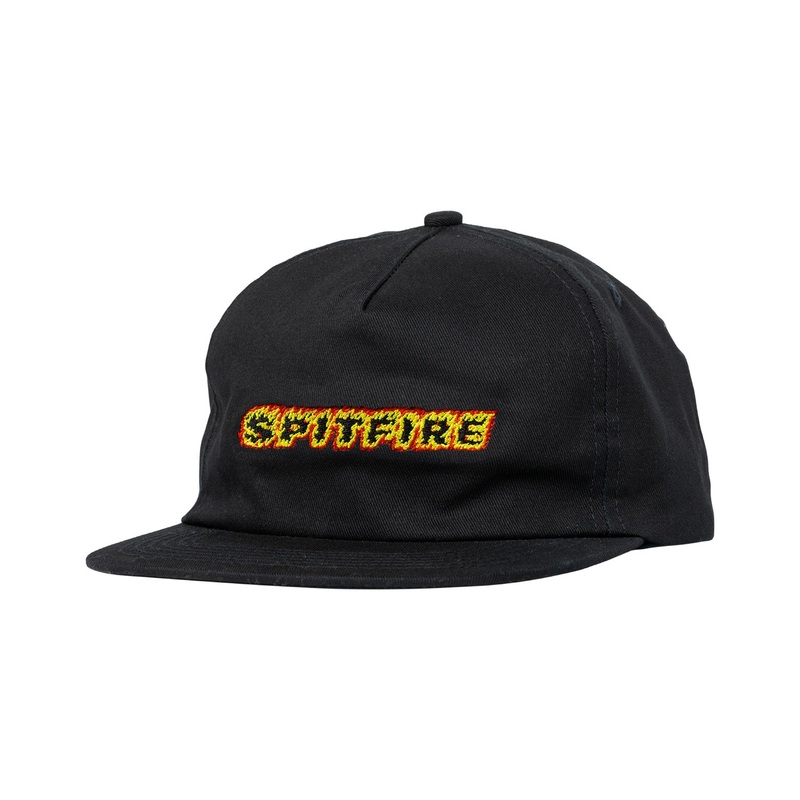 Spitfire Flames Script Snapback Hat O/S Black