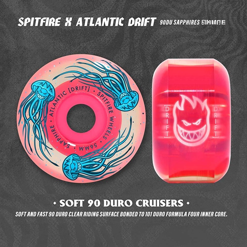 Spitfire x Atlantic Drift Sapphire Radial Wheels – Clear/Pink 56mm