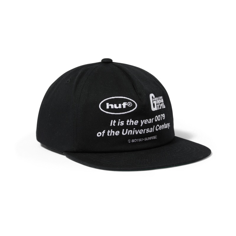 HUF X GUNDAM UNIVERSAL CENTURY SNAPBACK BLACK