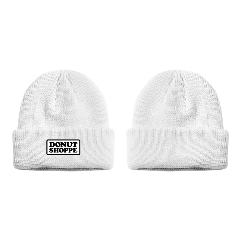 DS PATCH RIBBED FOLD BEANIE WHITE