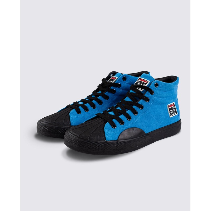 Leather Suede High Top Sneakers Teal 8