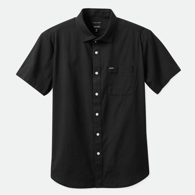 BRIXTON CHARTER OXFORD S/S WVN – BLACK SMALL