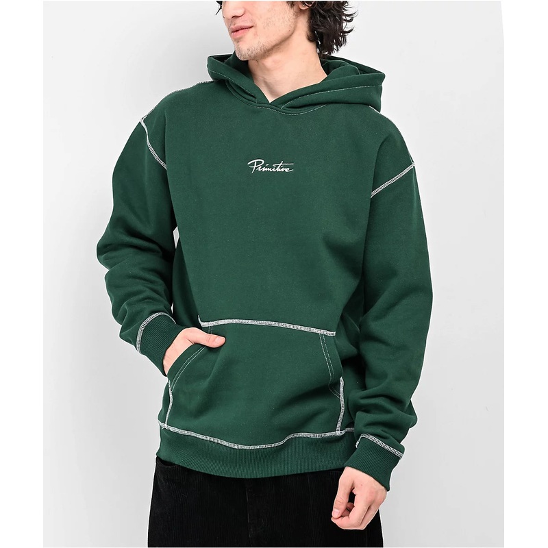 Primitive Contra Forest Green Hooded Sweatshirt M