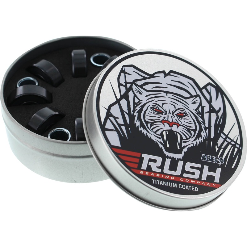 Rush 8mm ABEC-9 Titanium Coated Skateboard Bearings (Set of 8)