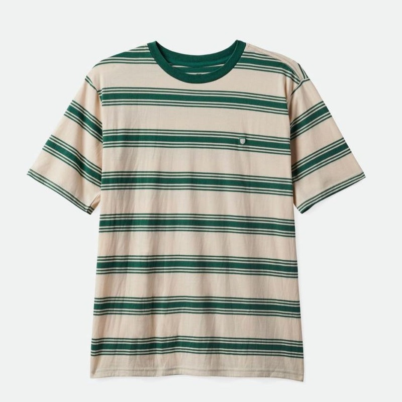 BRIXTON HILT SHEILD S/S KNIT WHITECAP/SPRUCE MEDIUM
