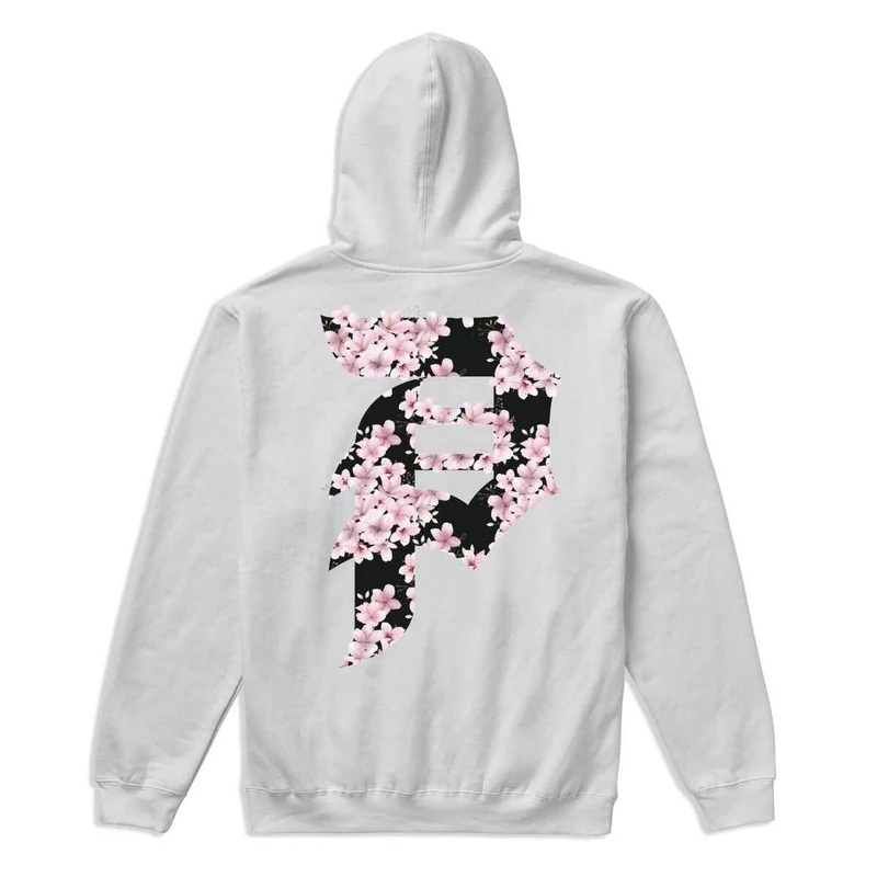 Primitive Sakura White Heavyweight Hooded Sweatshirt M