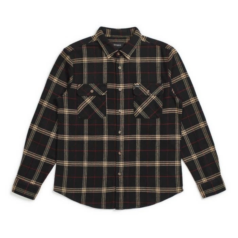 BRIXTON BOWERY L/S FLANNEL – BLACK/IVORY SMALL