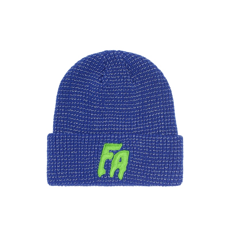 Fucking Awesome Reflective Waffle Cuff Beanie – Blue