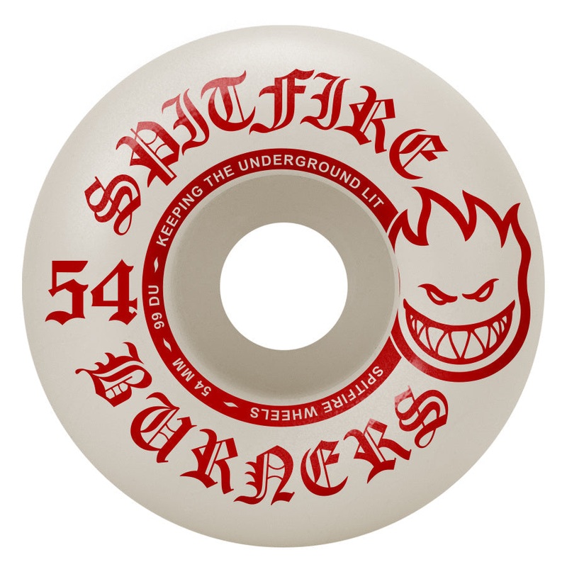 SPITFIRE WHEELS BURNERS WHITE/RED 99A (54MM) 54MM