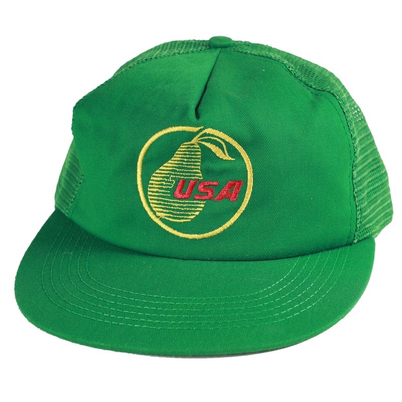 Vintage Pear USA Mesh Trucker Snapback Hat Green