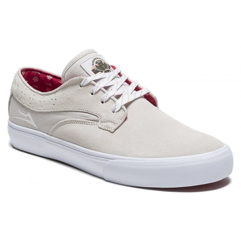Lakai Shoes Riley Hawk x Indy Collab – White Suede 5 White