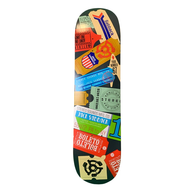 Stereo Jack Sabback Ticket Stub Collage 8″ Classic Skateboard Deck