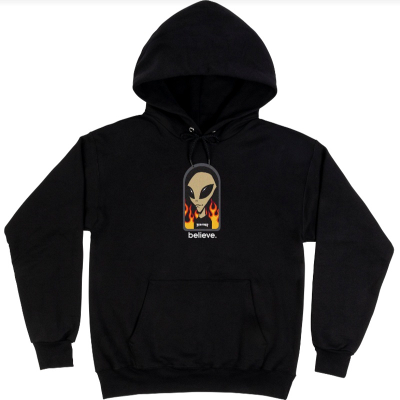 THRASHER X AWS BELIEVE HOODIE BLACK MEDIUM