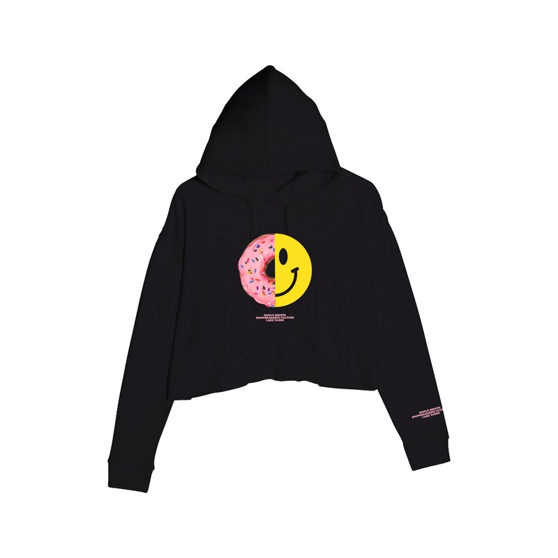 DS HAPPY DONUT CROPPED HOODIE – WOMEN’S Small BLACK