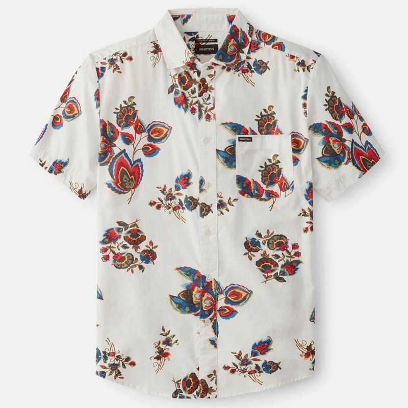 BRIXTON CHARTER PRINT S/S WVN – OFF WHITE/RED SMALL