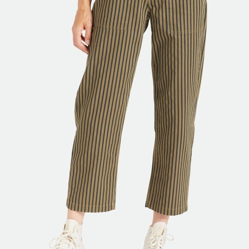 BRIXTON WOMENS VANCOUVER PANT MILITARY OLIVE STRIPE 25″