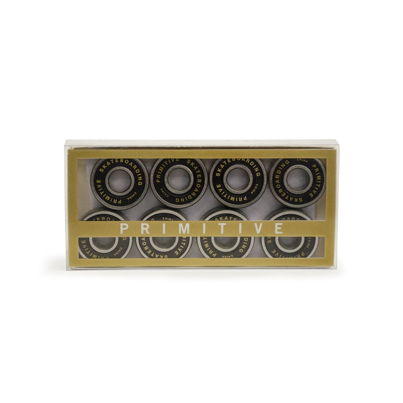 Primitive 8mm Skate Bearings – Black/Gold (8 Pack)