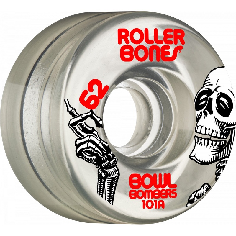 Roller Bones Bowl Bombers 101a 62mm Clear (Set of 8) Roller Skate Wheels