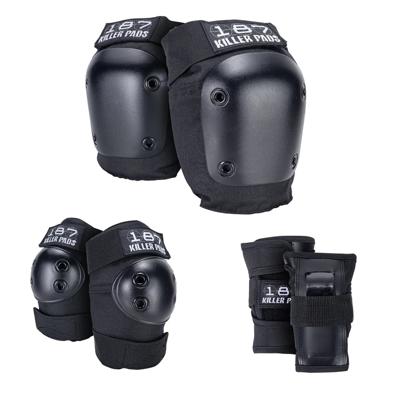 187 Killer Pads – Six Pack Black Knee and Elbow Set – Skateboard Pads Junior