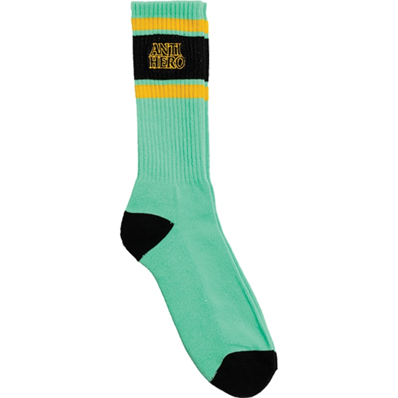 AH BLACKHERO OUTLINE EMB CREW SOCK / GREEN/BLK
