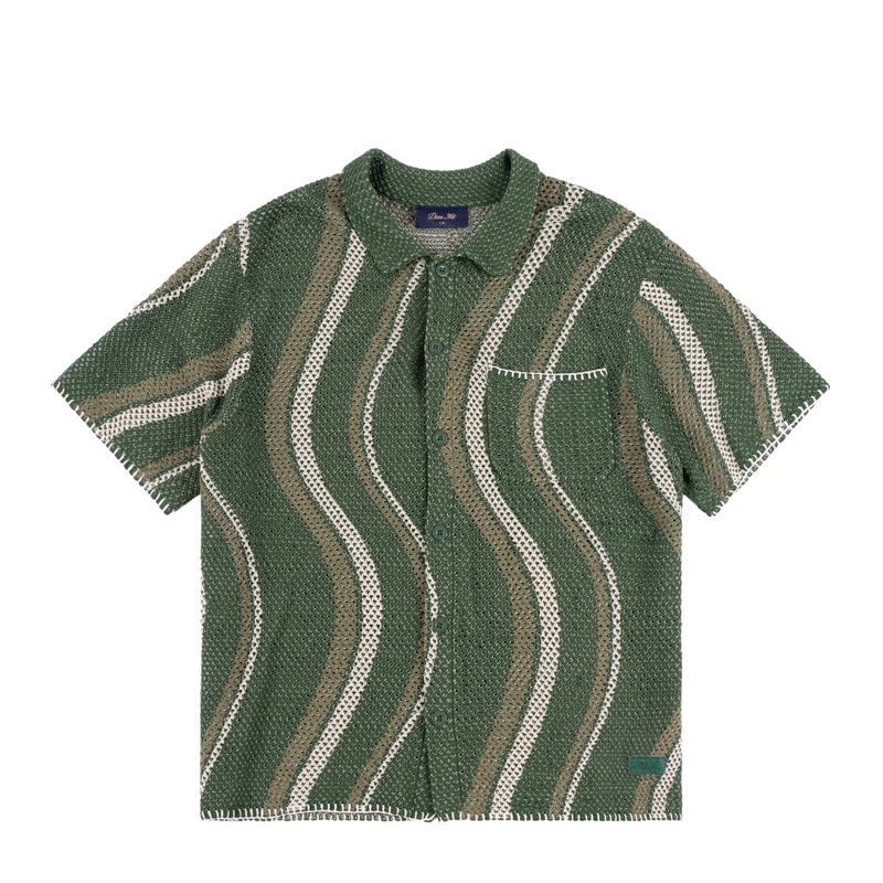 Dime Soleil Button Up Knit Shirt – Green Small
