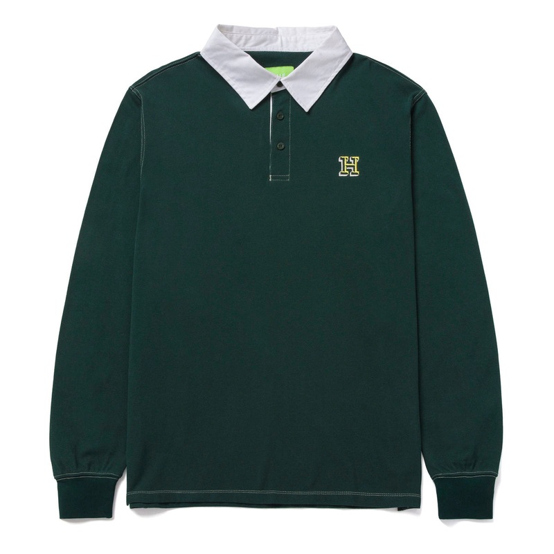 HUF LONGDEN LONG SLEEVE POLO FOREST GREEN MEDIUM
