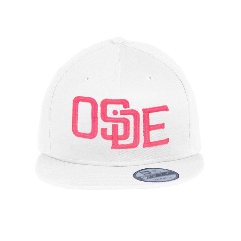 Oside SD – New Era White with pink logo Snapback Cap Pink Puff Embroidery