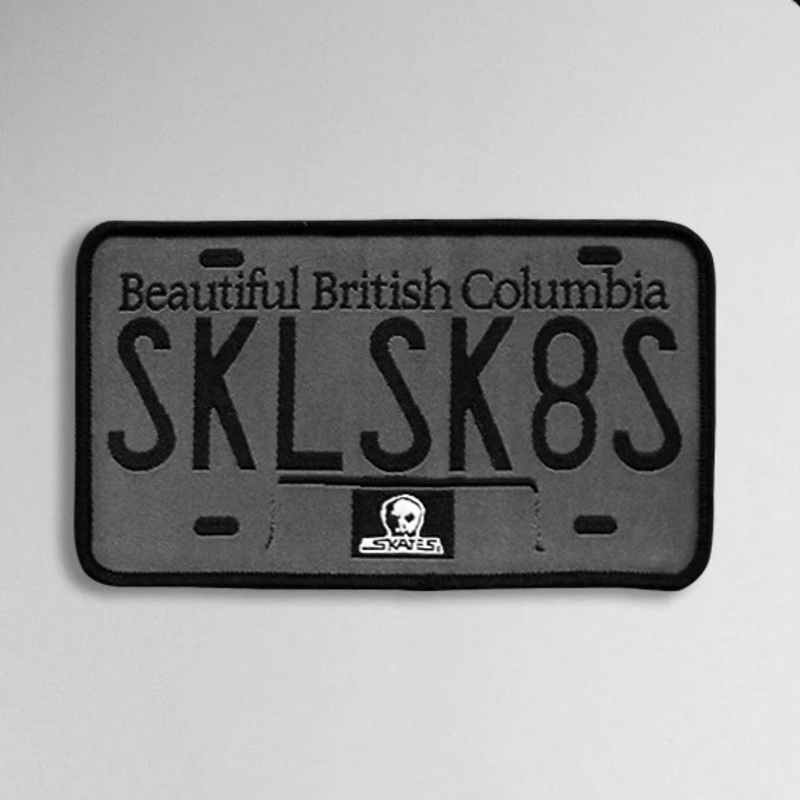 SKULL SKATES BC LICENSE PLATE WOVEN PATCH MEDIUM