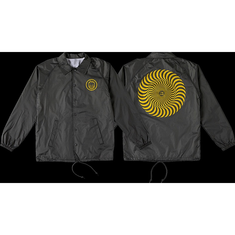 Spitfire Classic Vortex Windbreaker Jacket – Black/Yellow Small