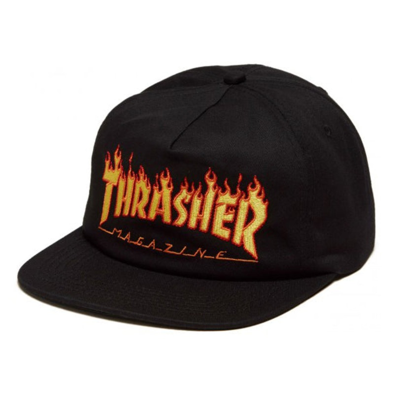 THRASHER FLAME EMB SNAPBACK BLACK