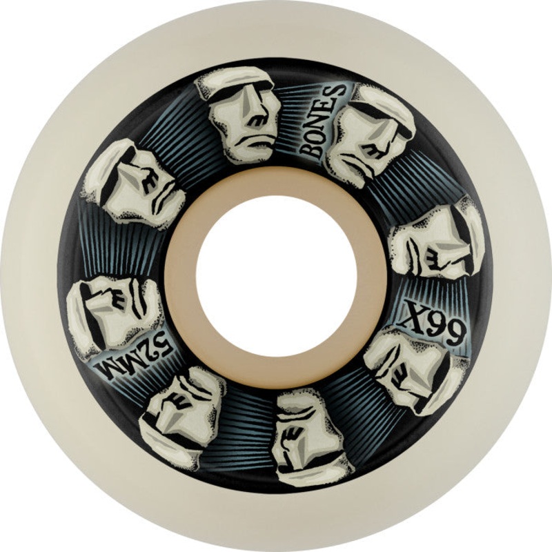 Bones X-Formula X-Ninety-Nine Head Rush V5 Sidecut 52mm 99a Wheels – White (Set of 4)