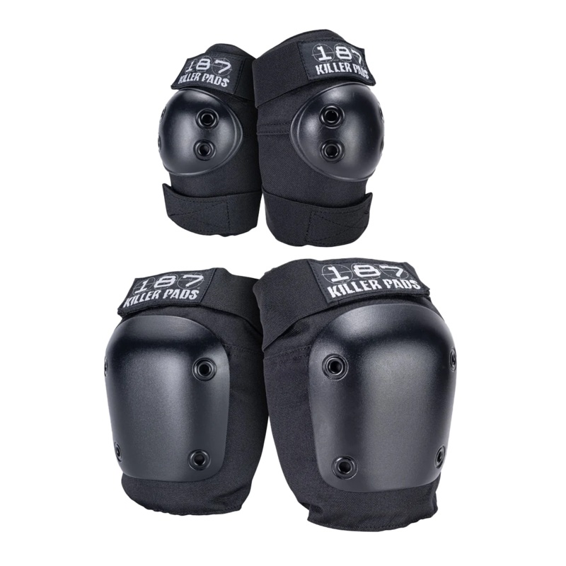 187 Killer Pads – Combo Pack Black Knee and Elbow Set – Skateboard Pads Junior